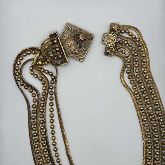 Rock Chic Necklace Bracelet Set Grunge Punk‎ Multistrand Ball Chain Studs - Picture 5 of 6